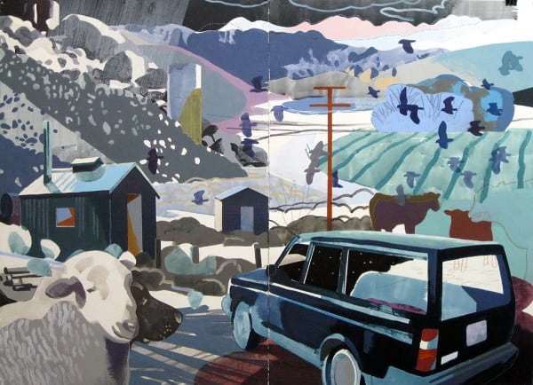 Justin Kim Full Moon, Deep Springs, CA, 2015 mixed media on paper 44 x 60 inches