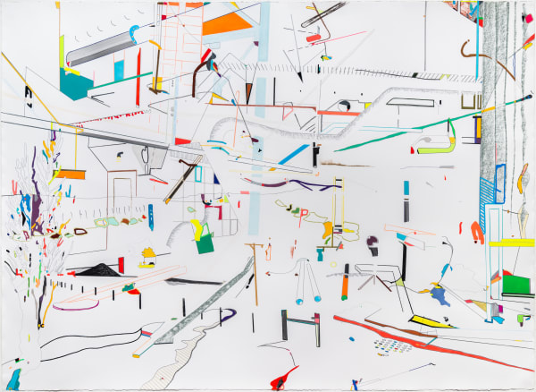 Max Van Pelt Light industry, 2020 graphite, Lenox 100 paper, gouache, soft pastel, colored pencil, acrylic ink and paint, India ink 42.25 x 58 inches