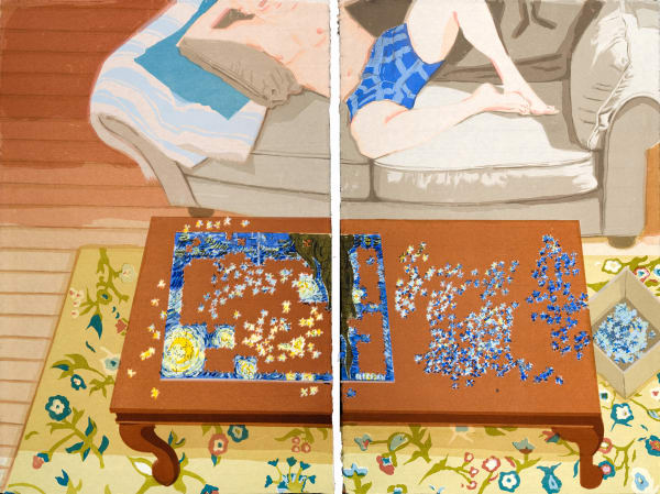 Stella Ebner Making Starry Night, 2013 screen print on Japanese paper 36 x 50 inches edition of 5