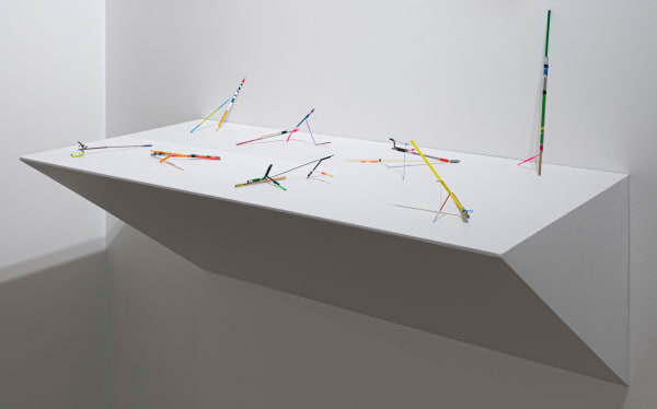 Max Van Pelt Assorted objects, 2020 thread, acrylic rod, wood, music wire, aluminum, stainless steel variable dimensions, approximately 3 x 3 x 5 inches