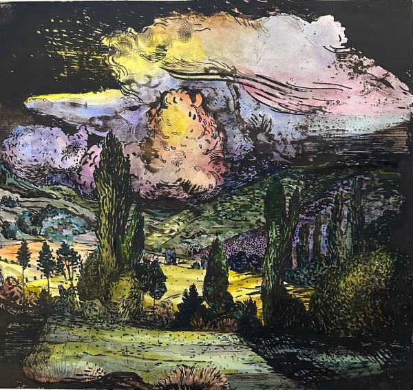 Nancy Friese Valley, 2025 ithograph with handcoloring 21 x 25 inches (paper), 18 x 19 inches (image) Edition of 4 (Edition record)