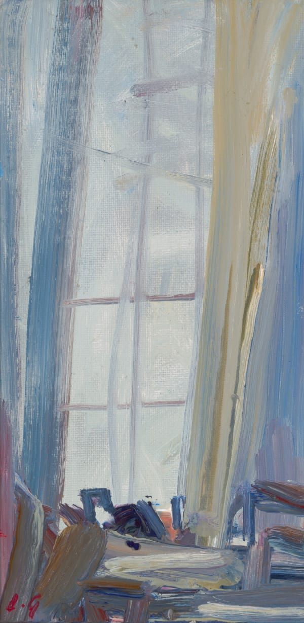 Lindy Guinness, Dawn Mist and Mahogany Desk, 2020