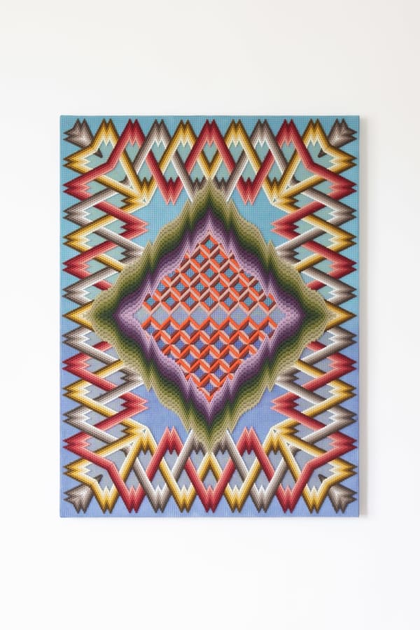 Cecilia Charlton, indigo sky circled by a thread that sometimes changes color along the way, 2023