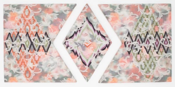 Cecilia Charlton, A certain slant of light (labyrinthine pathways of diamonds) [triptych], 2020