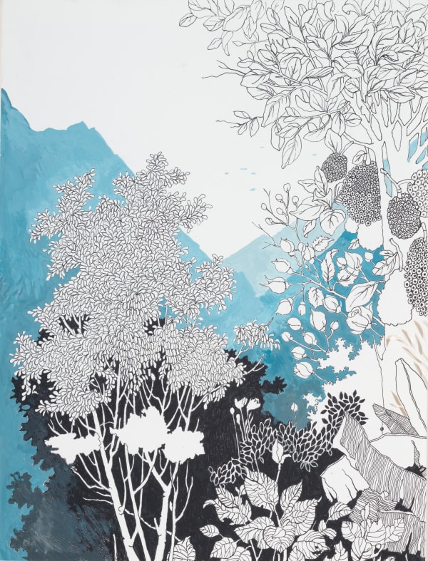 Chitra Merchant, Cauvery Calling III, Rose & Turmeric (immune boosting plants form east and west), 2021