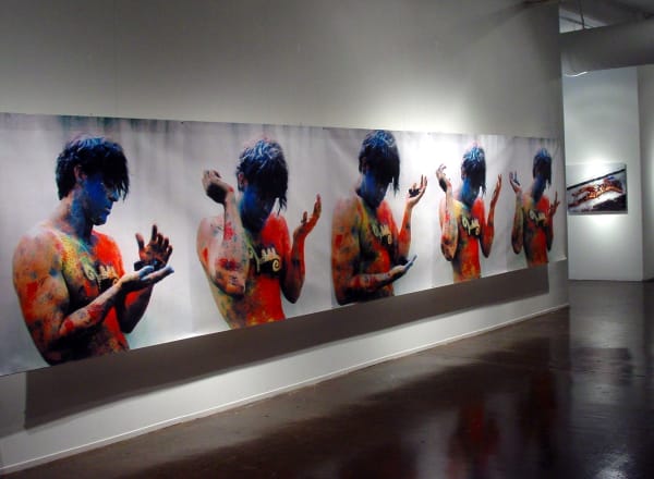 Carlos Betancourt, Exhibit, Realm of Secrets, Blue Star Art Space, San Antonio Texas, (The Worshipping of my Ancestors, Ritual), 2001