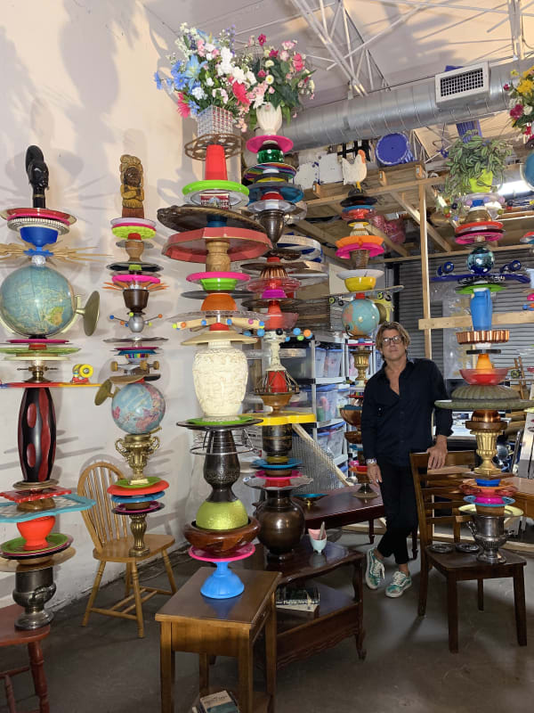 Carlos Betancourt, (artist and artwork in the studio) On the Edge: The Hopeful Forest, 2019