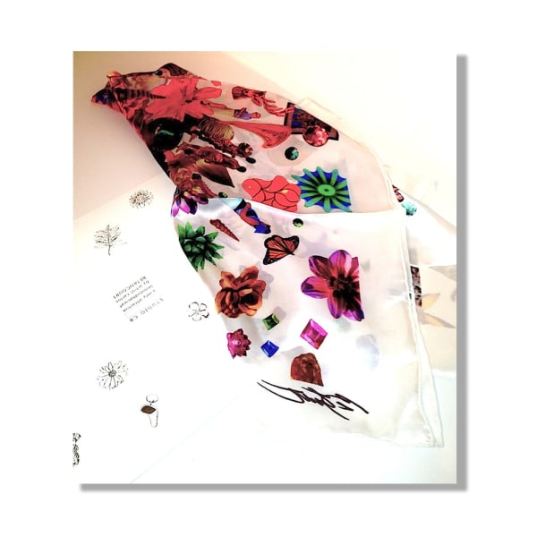 Carlos Betancourt, Scarf series: Re-Collections VI, (1) Image of scarf and packaging, 2009-13