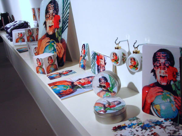 Carlos Betancourt, La Mascara Souvenirs Shelf intallation, (part of the exhibit The Hand of the Eye, Questions of Travel), 2005
