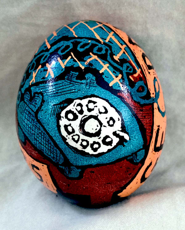 Roz Chast Phone, 2020 eggshell, dye and polyurethane 2.25 x 1. 625 inches (CHAST 26)