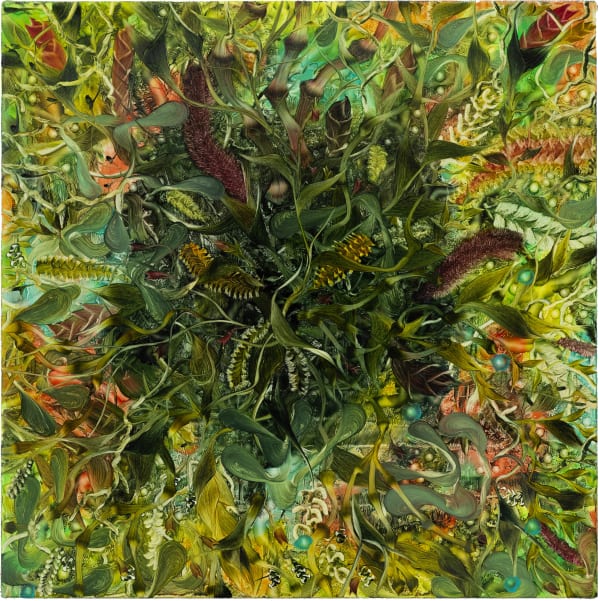 abstract painting with botanical references