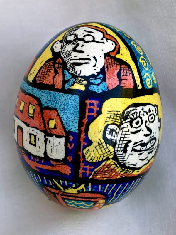 Roz Chast Boxes, 2020 eggshell, dye and polyurethane 2.25 x 1. 625 inches (CHAST 153)