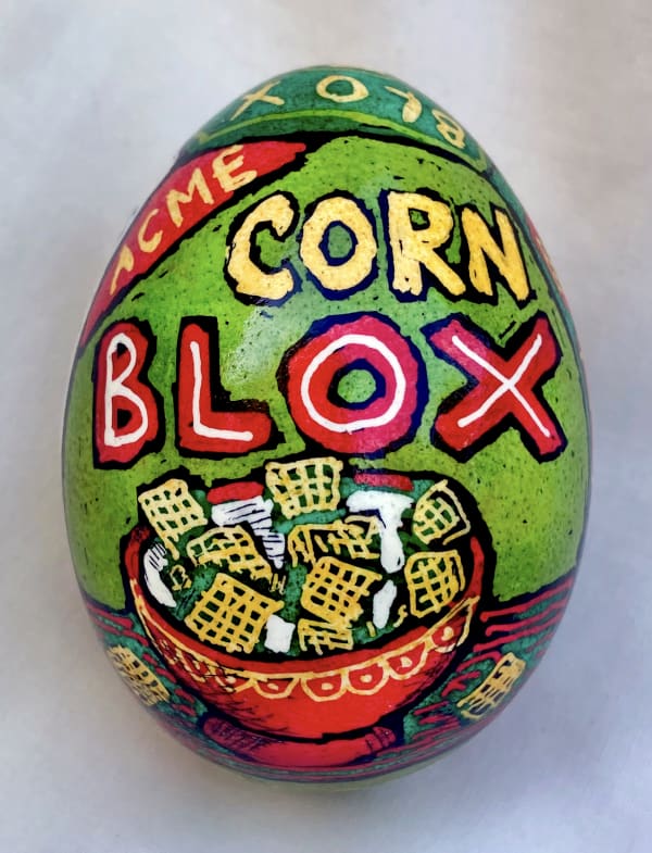 Roz Chast Cereal Box, 2020 eggshell, dye and polyurethane 2.25 x 1. 625 inches (CHAST 85)