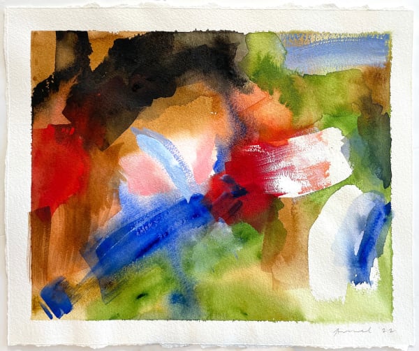 abstract image in red, blue, green and brown