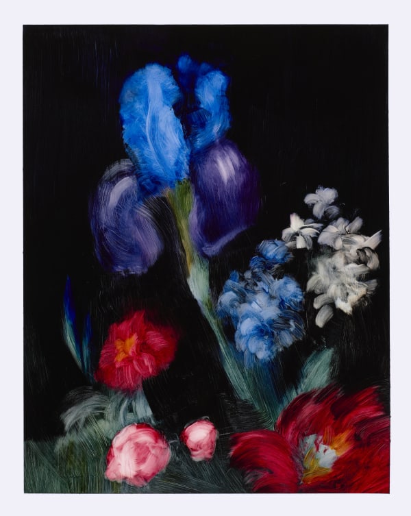 Elise Ansel Iris and Poppies IX, 2020 oil on paper 20 x 16 inches (sheet) 18 x 14 inches (image) (ANSEL 16)