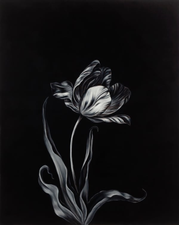 black and white painting of flowers