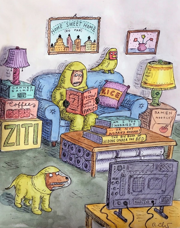 Roz Chast Home Sweet Home (So Far), March 30, 2020 watercolor, ink and collage on paper 11.25 x 9 inches (CHAST 2)