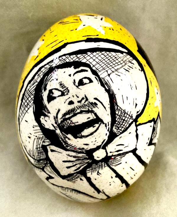 Roz Chast Cab Calloway, 2020 eggshell, dye and polyurethane 2.25 x 1. 625 inches (CHAST 24)
