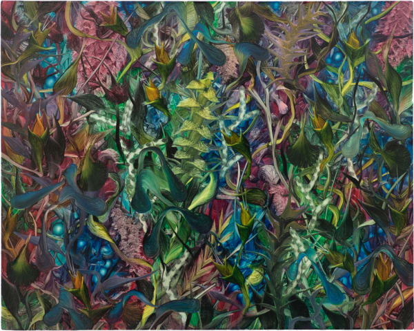 abstract painting with botanical references
