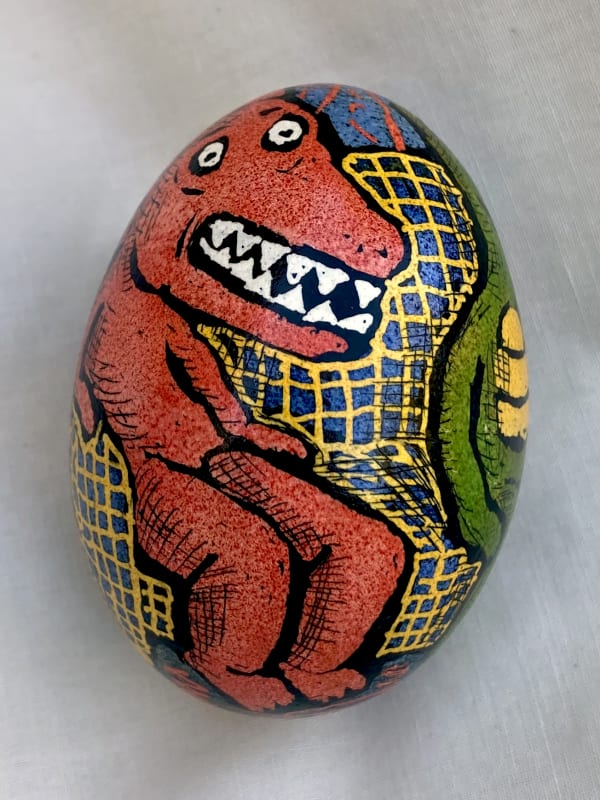 Roz Chast Dinosaur, 2020 eggshell, dye and polyurethane 2.25 x 1. 625 inches (CHAST 154)