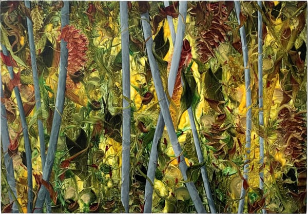 abstract painting with botanical references