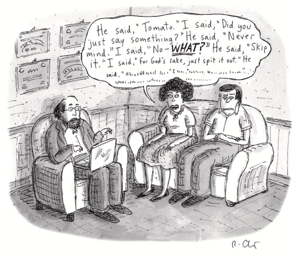 Roz Chast He Said Tomato, Sep. 3, 2018 ink on paper 7 x 8 inches (image) 10.75 x 8.5 inches (sheet) (CHAST 184)