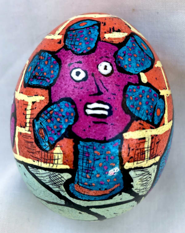 Roz Chast Standpipes, 2022 eggshell. dye and polyurethane 2.25 x 1.625 inches (CHAST 399)
