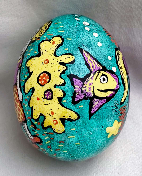 Roz Chast Evolution, 2021 eggshell, dye and polyurethane 2.25 x 1. 625 inches (CHAST 257)