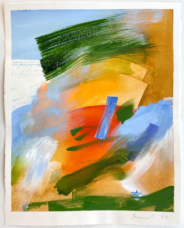 abstract image in orange, yellow, green and blue