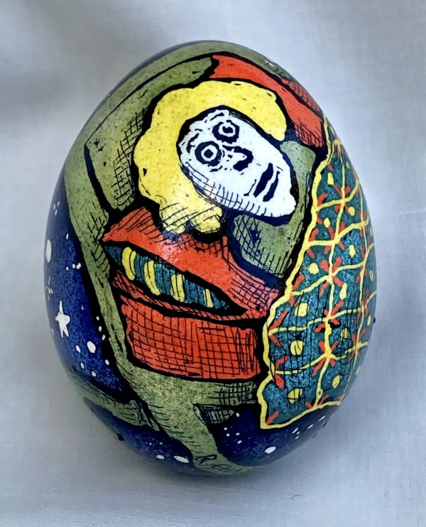 Roz Chast Winsor McKay, 2020 eggshell, dye and polyurethane 2.25 x 1. 625 inches (CHAST 83)