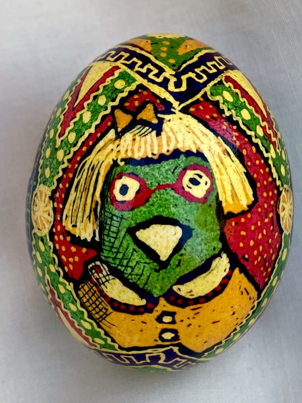 Roz Chast Bird Faces, 2020 eggshell, dye and polyurethane 2.25 x 1. 625 inches (CHAST 152)