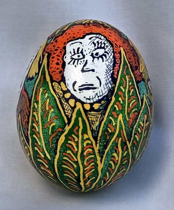 Roz Chast Plants, 2020 eggshell, dye and polyurethane 2.25 x 1. 625 inches (CHAST 80)