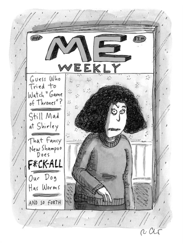 Roz Chast Me Weekly, Apr. 23, 2018 ink on paper 9 x 6.5 inches (image) 11.25 x 8.5 inches (sheet) (CHAST 191)