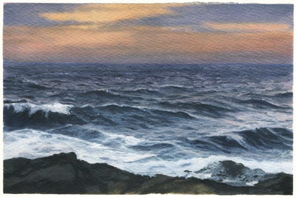 Dozier Bell Western cove, twilight, 2020 watercolor on paper 5.25 x 8 inches (BELL 36)