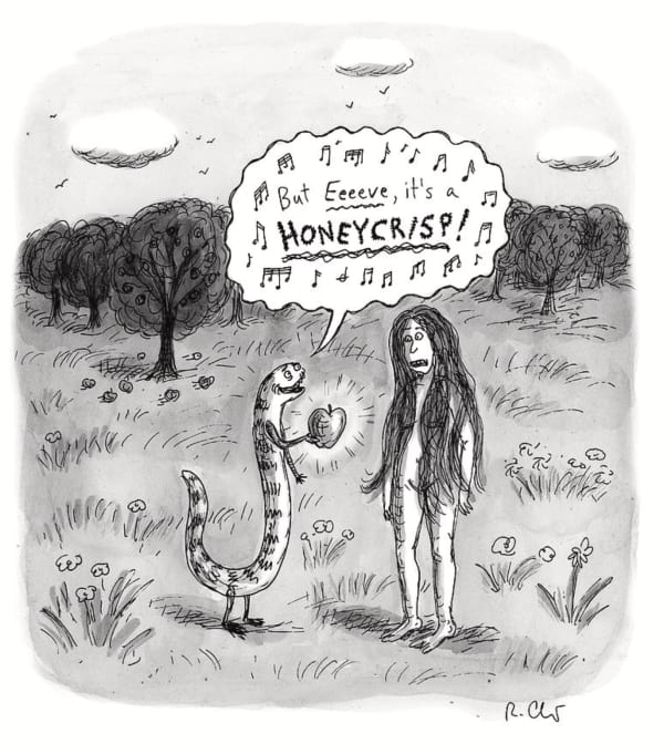 Roz Chast It's a Honeycrisp, Mar. 18, 2019 ink on paper 8 x 7.5 inches (image) 11 x 8.5 inches (sheet) (CHAST 141)