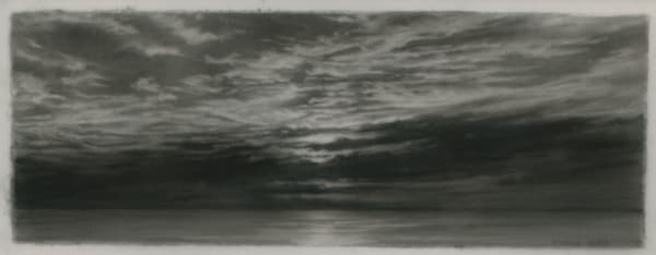 Dozier Bell Sunset, Deadman Cove, 2021 2.75 x 7.25 inches charcoal on Mylar