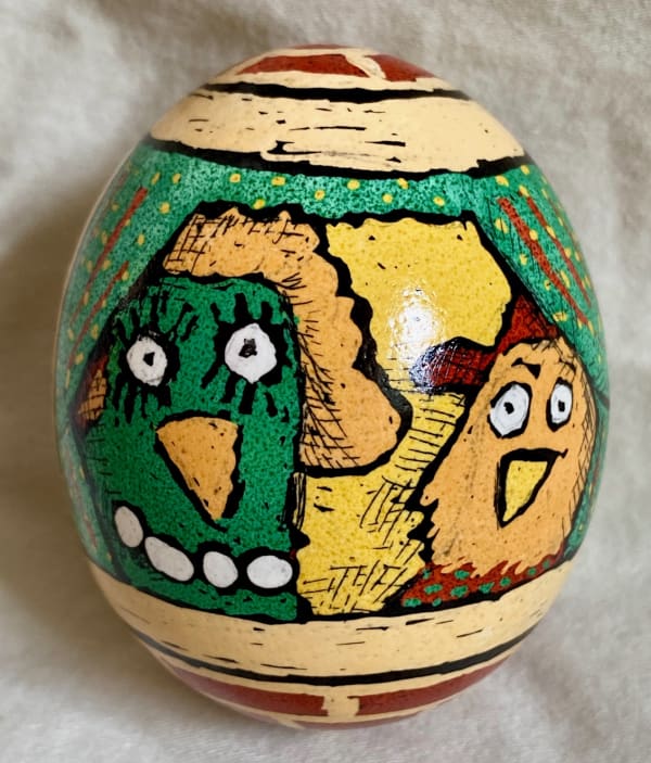 Roz Chast Birds in Windows, 2020 eggshell, dye and polyurethane 2.25 x 1. 625 inches (CHAST 28)