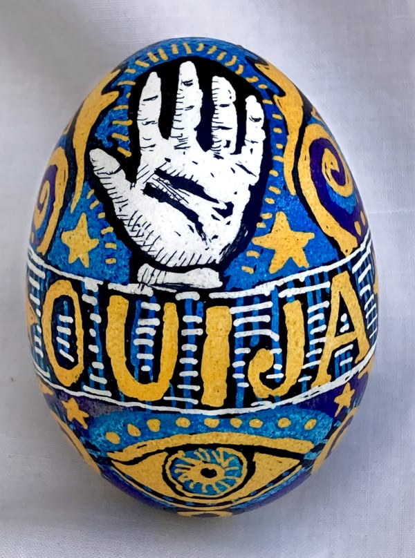 Roz Chast Ouija, 2020 eggshell, dye and polyurethane 2.25 x 1. 625 inches (CHAST 79)