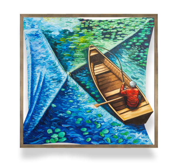 “Surface Tension”, mixed media painting by Hijack artist from LA. Available at Carousel Fine Art Atlanta.