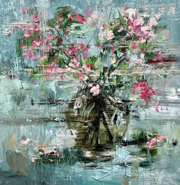 “March Birth Flowers”, painting by Eric Alfaro artist from Cuba, based in the United States. Available at Carousel Fine Art Atlanta.