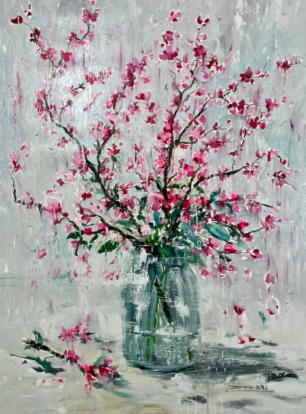 “Falling Petals”, painting by Eric Alfaro artist from Cuba, based in the United States. Available at Carousel Fine Art Atlanta.