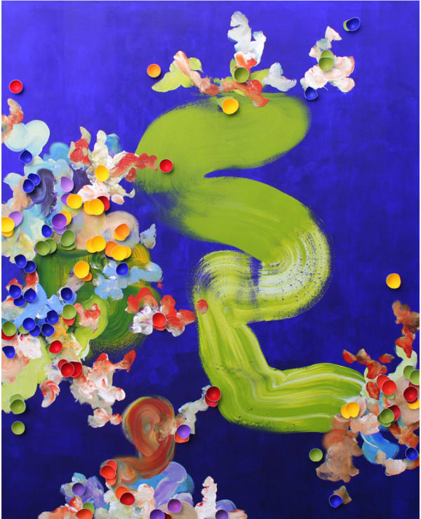 “Journey”, mixed media artwork by Larisa Safaryan artist from Armenia, based in L.A. Available at Carousel Fine Art Atlanta.