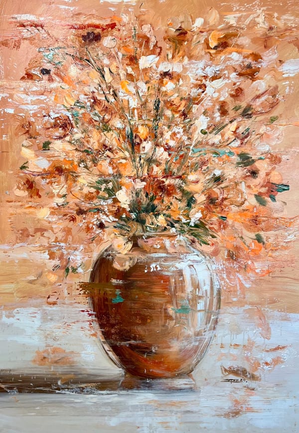 “Peach Blossom”, painting by Eric Alfaro artist from Cuba, based in the United States. Available at Carousel Fine Art Atlanta.
