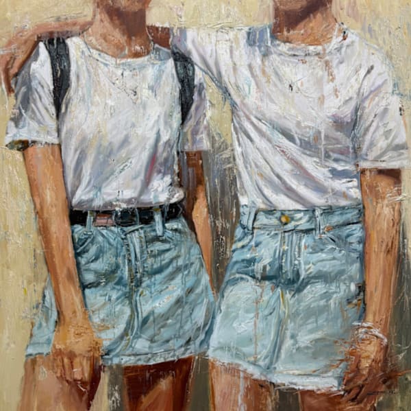 “Timeless Bond”, painting by Eric Alfaro artist from Cuba, based in the United States. Available at Carousel Fine Art Chicago.