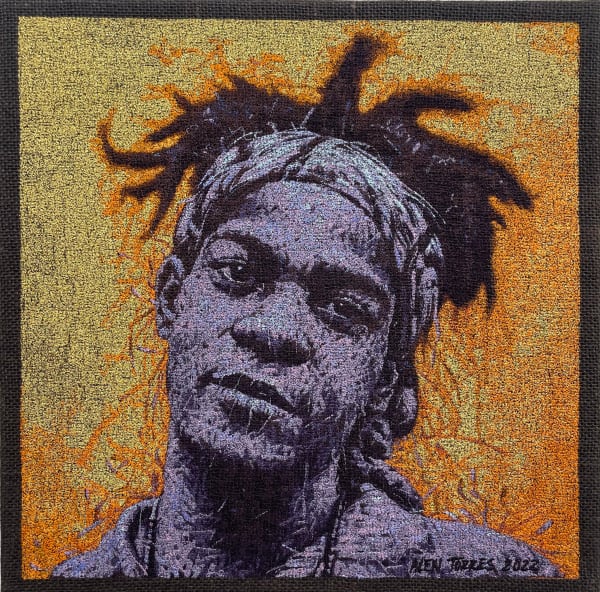 “Basquiat on Gold” , painting by Alexi Torres artist from Cuba, based in the United States. Available at Carousel Fine Art Atlanta.