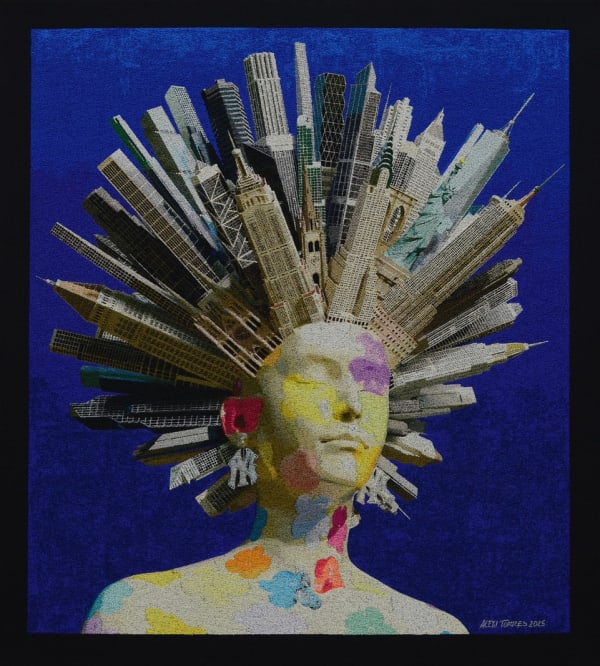 "New York Dream VI" stitching by Alexi Torres artist from Cuba, based in the United States. Available at Carousel Fine Art Atlanta.