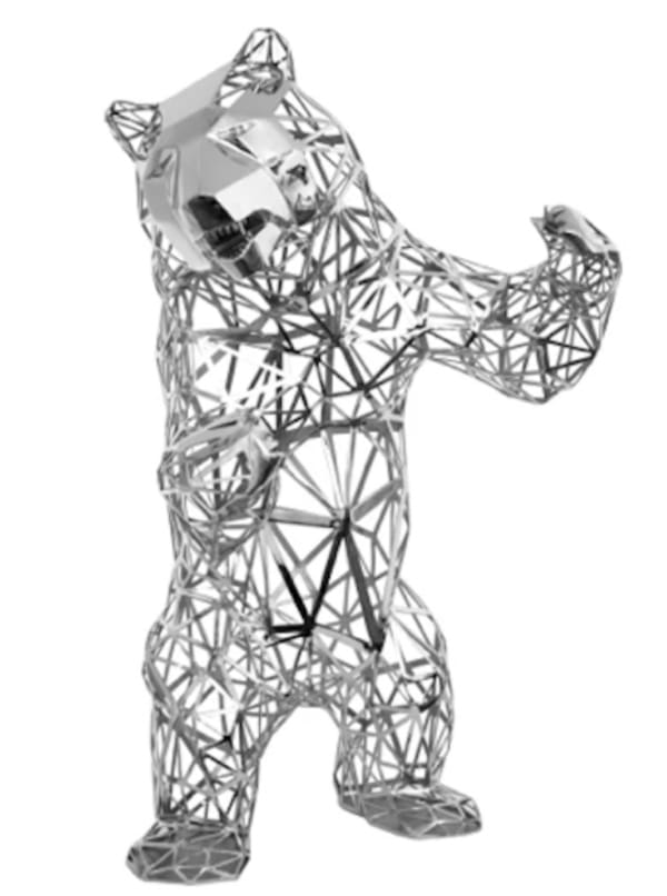 “Standing Bear - Stainless Steel”, sculpture by Richard Orlinski artist from France. Available at Carousel Fine Art Atlanta
