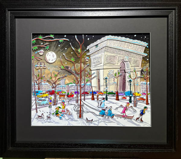 “Ca glisse à paris” , painting by Alain Godon artist from France. Available at Carousel Fine Art Miami.