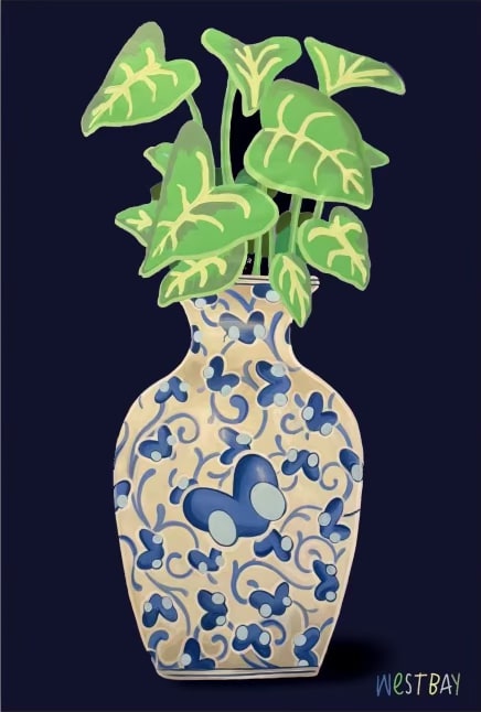 “Grandma's Vase", mixed media artwork by John Westbay artist from Brooklyn, NY. Available at Carousel Fine Art Chicago.
