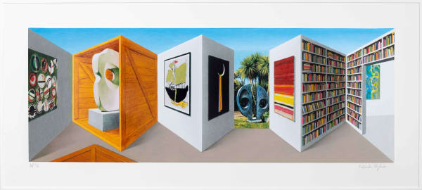 “St. Yves” is a mind-bending technique that merges painting and sculpture artwork by British artist Patrick Hugues. Available at Carousel Fine Art, Atlanta.